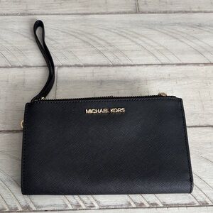 Michael Kors Black Wristlet with Gold Accents